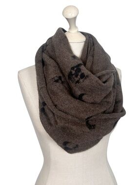 Skull Cashmere Skull Print Infinity Scarf Brown